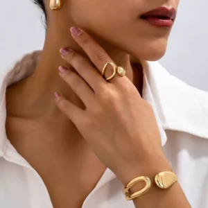 3pcs water drop design ring, bracelet, earrings set