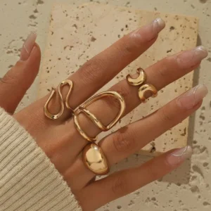 4pcs asymmetrical line design ring