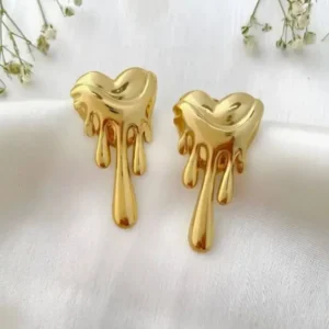 Melted heart shaped anti-tarnish studs