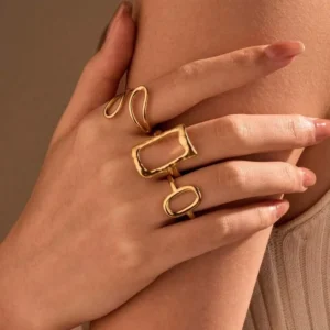 3pcs Stainless steel golden rings