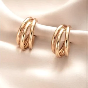 Triple hoop huggie earrings