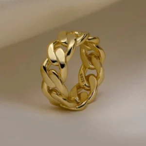 Cuban link chain ring